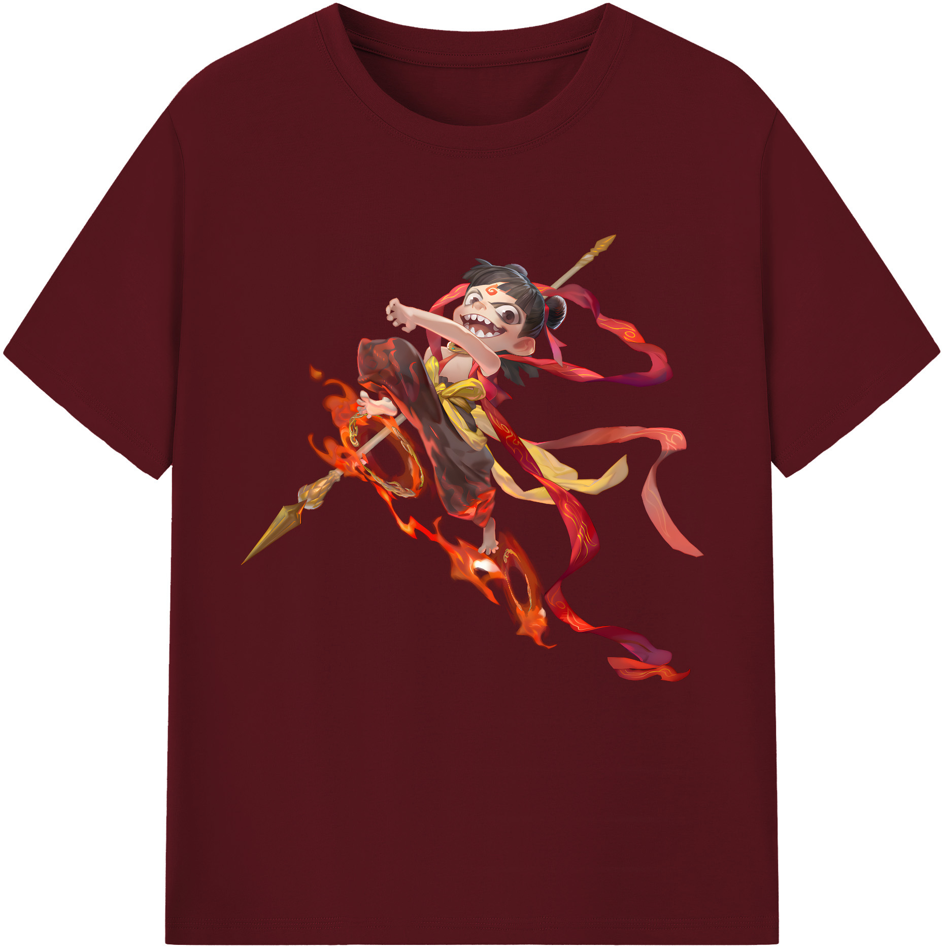 （画像用） Ne Zha 2 ナタ 魔童の大暴れ 綿100％半袖Tシャツ（フロントプリント）